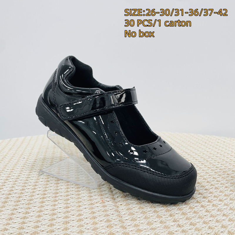 Mergaitėms mokykliniai bateliai – PU viršus, PU vidpadis, Velcro užsegimas, TPR padas, koledžo stilius