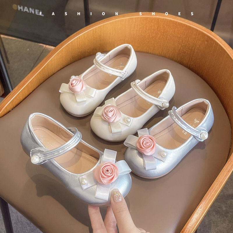 Mergaitėms princesės bateliai su Velcro užsegimu, PU viršus, gumos padas, 4–12 metų, pavasaris 2025