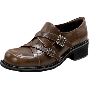 Ženske loafers, korejskog stila, okrugli vrh, gornji dio: koža od mikrovlakna, đon: guma, debeli pet 3–5 cm