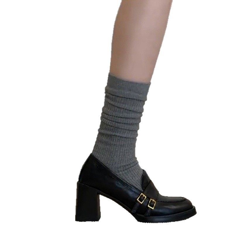 Loafers stil britanic cu vârf rotund, exterior din piele microfibră, talpă groasă 6-8 cm, talpă de cauciuc, branț din piele naturală