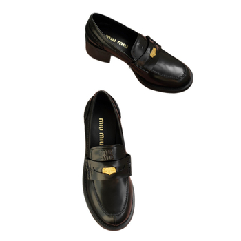 Ženske Slip-On loaferi od prave kože, britanski stil, gornji dio: kravlja koža, zaobljeni vrh, unutarnja uložak od prirodne kože, vanjska potplat od prave kože, visina pete 6-8 cm