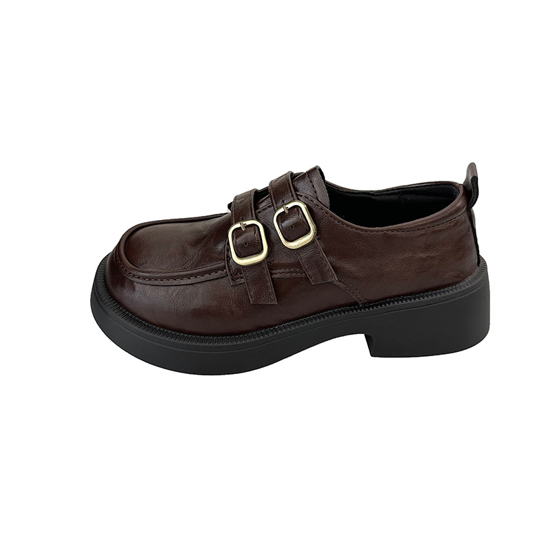 Ženski loafers u britanskom stilu, okrugli vrh, PU gornji dio, EVA ulošak, gumena potplat, srednja visina pete 3–5 cm
