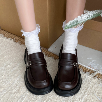 Ženske Mary Jane cipele s PU gornjim dijelom, Slip-on zatvaranje, srednje visoki kvadratni pet 3–5 cm, gumeni potplat