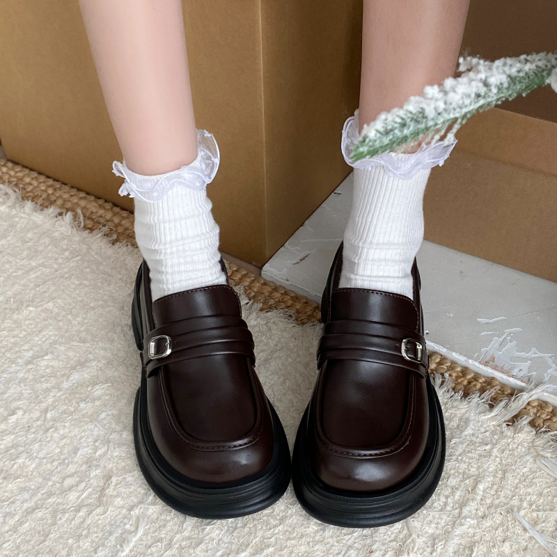 Ženske Mary Jane cipele s PU gornjim dijelom, Slip-on zatvaranje, srednje visoki kvadratni pet 3–5 cm, gumeni potplat