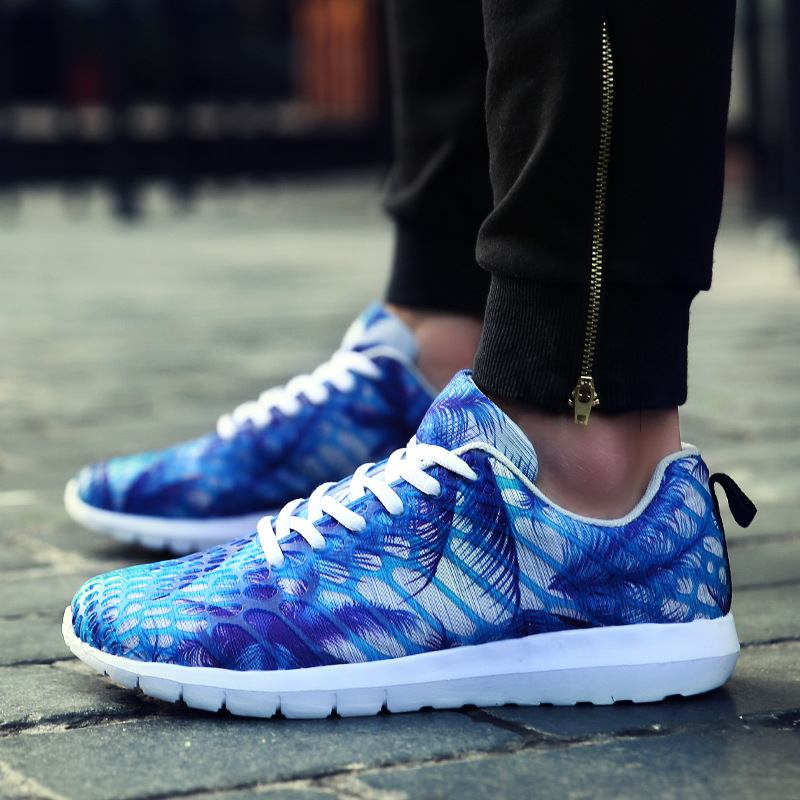 Lazy shoes, partea superioară din plasă camuflată, vârf rotund, șireturi, primăvară, unisex casual