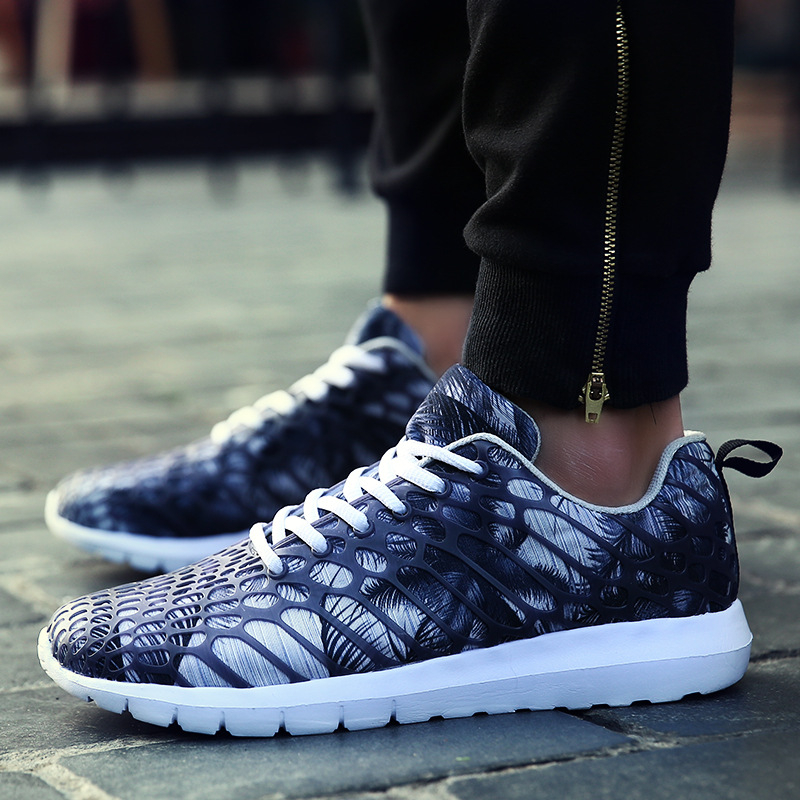 Lazy shoes, partea superioară din plasă camuflată, vârf rotund, șireturi, primăvară, unisex casual