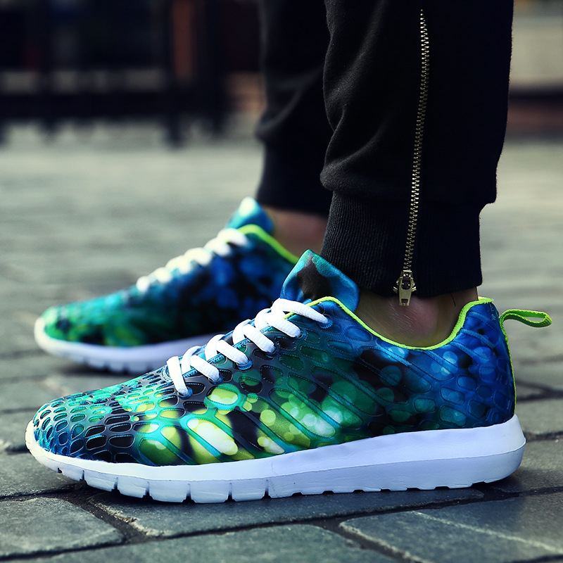 Lazy shoes, partea superioară din plasă camuflată, vârf rotund, șireturi, primăvară, unisex casual