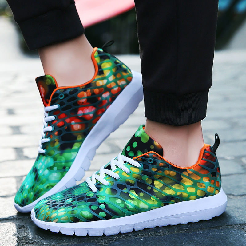 Lazy shoes, partea superioară din plasă camuflată, vârf rotund, șireturi, primăvară, unisex casual