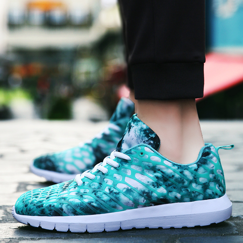 Lazy shoes, partea superioară din plasă camuflată, vârf rotund, șireturi, primăvară, unisex casual