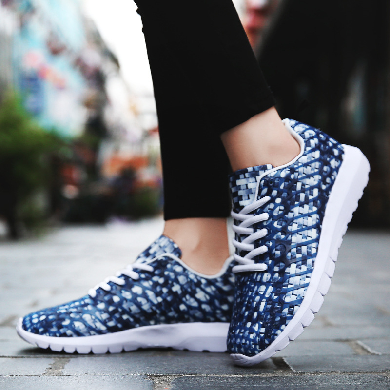 Lazy shoes, partea superioară din plasă camuflată, vârf rotund, șireturi, primăvară, unisex casual