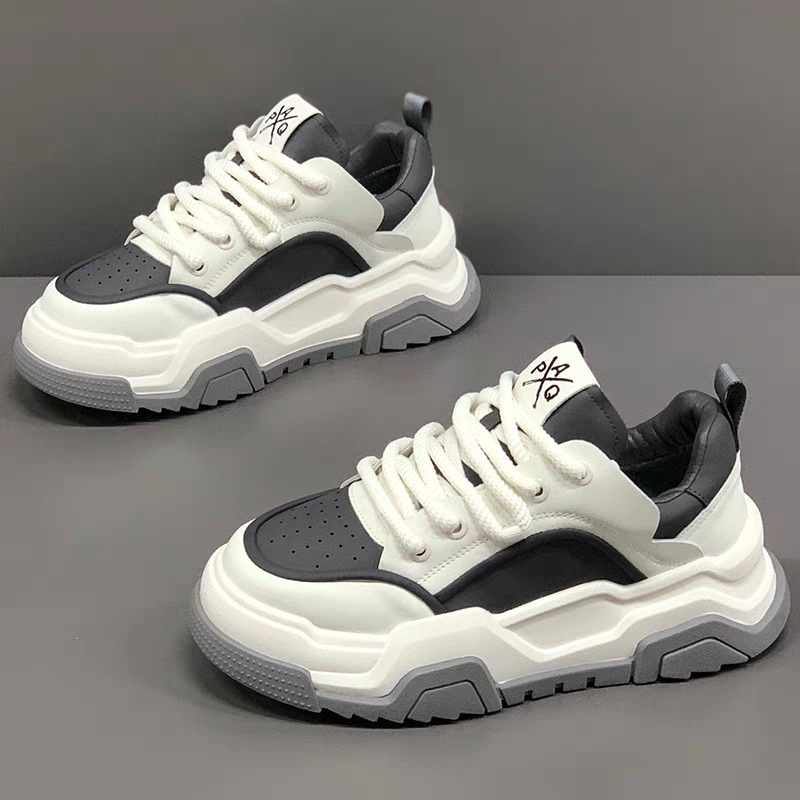 Platformne tenisice za muškarce, PU gornji dio, gumena potplat, niski debeli potplat 1–3 cm, korejski stil outdoor casual