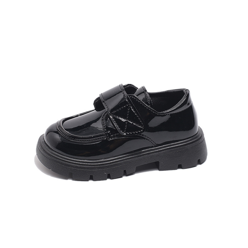 Unisex dječje kožne školske cipele - PU gornji dio, gumena potplat, zatvaranje Velcro, niski profil, prozračne