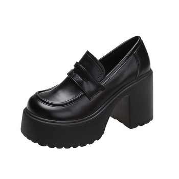 Ženske loaferice s okruglim vrhom, PU gornji dio, platforma, slip-on (srednja visina pete 3–5 cm)