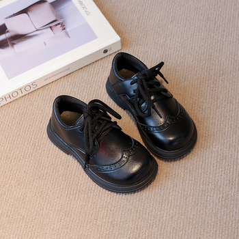 Mergaitėms skirti PU odiniai batai, britų stiliaus, guminė padas, priekinis raištis, amžius 1–12 metų.