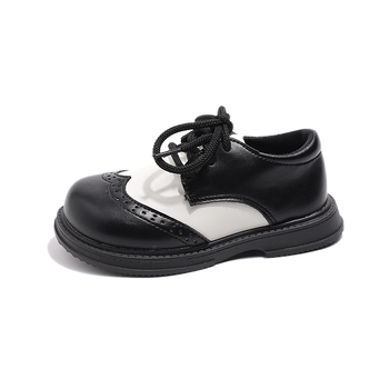 Mergaitėms skirti PU odiniai batai, britų stiliaus, guminė padas, priekinis raištis, amžius 1–12 metų.