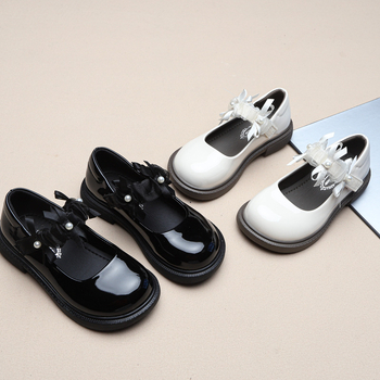 Meitenēm ādas kurpes ar Velcro aizdari, kristāla dekors, zems augšējais stils, gumijas zole, PU iekšējais