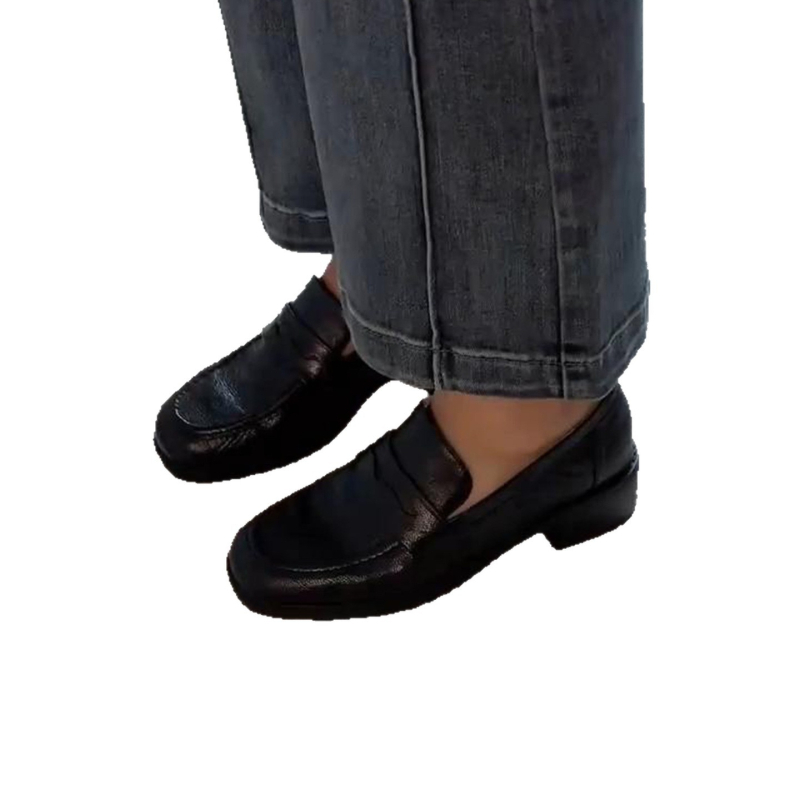 Ženski loaferi s kvadratnim vrhom, debelim petom, slip-on dizajn, gornji materijal: Super Fiber, potplat: guma