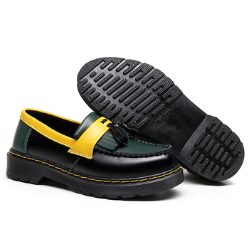 Loaferi dama din piele naturală cu ciucuri, vârf rotund, toc mic (1-3 cm), stil colegiu, pantofi casual