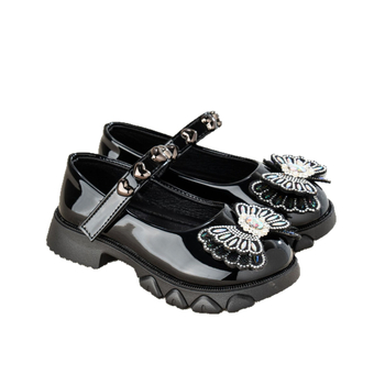 Meitenēm PU ādas kurpes ar Velcro aizdari, princeses stilā, mīksta zole, pretslīdēšana, pavasaris–rudens