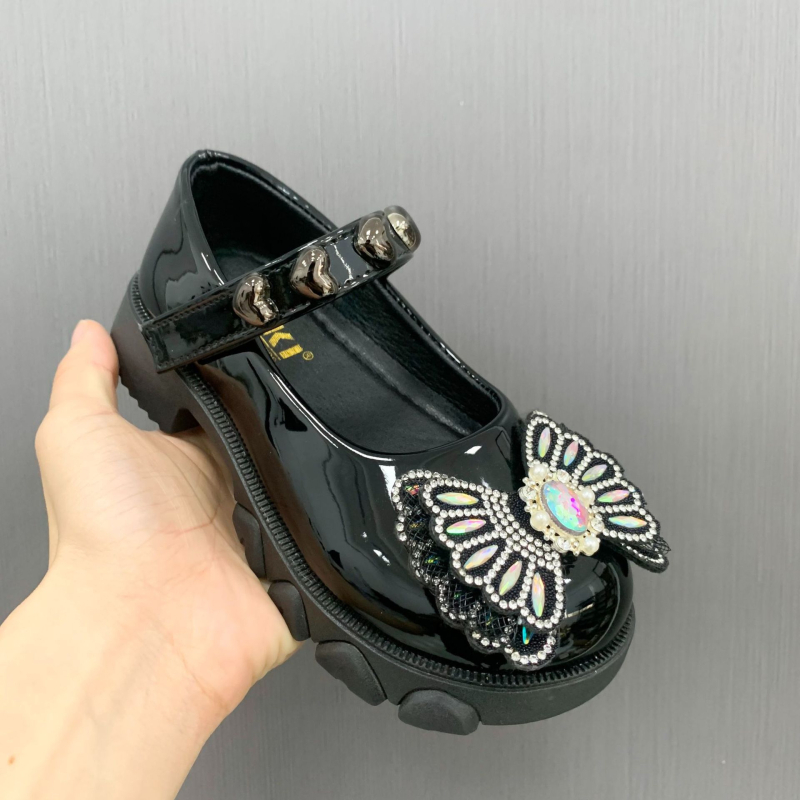 Meitenēm PU ādas kurpes ar Velcro aizdari, princeses stilā, mīksta zole, pretslīdēšana, pavasaris–rudens