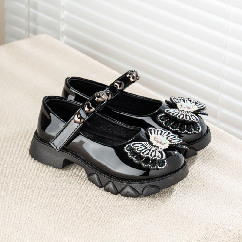 Meitenēm PU ādas kurpes ar Velcro aizdari, princeses stilā, mīksta zole, pretslīdēšana, pavasaris–rudens