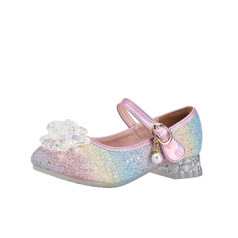 Mergaitei skirti princesės stiliaus bateliai su spindinčiais užseglais, Velcro užsegimas, PU vidpadis, amžiaus grupė 4–12 metų