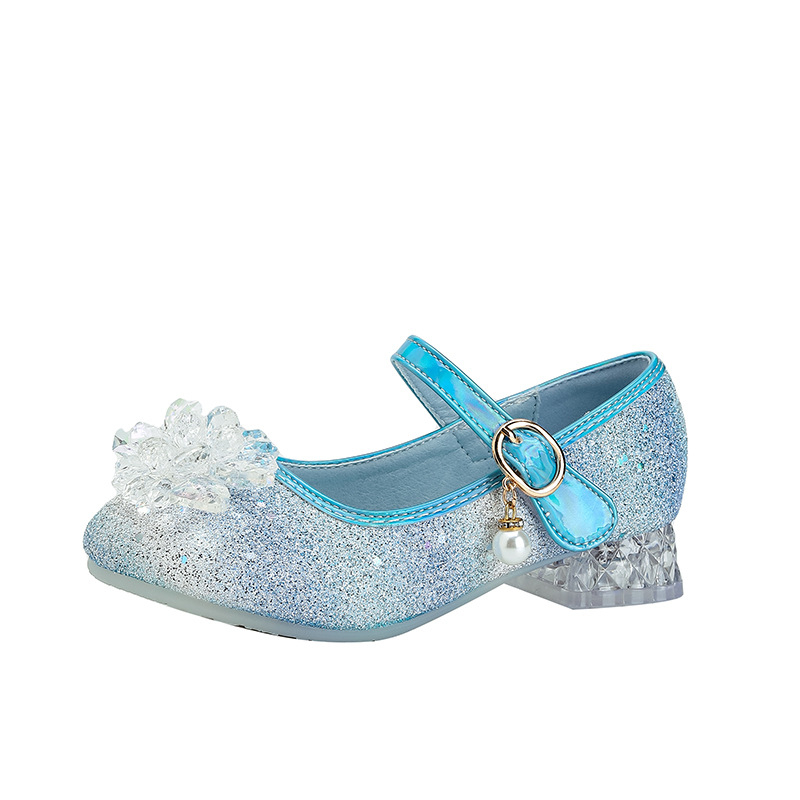 Mergaitei skirti princesės stiliaus bateliai su spindinčiais užseglais, Velcro užsegimas, PU vidpadis, amžiaus grupė 4–12 metų