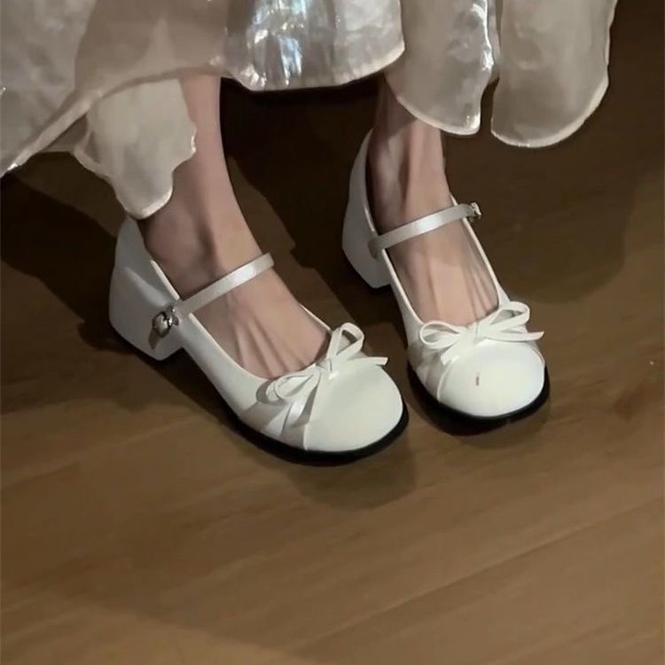 Mary Jane cipele s debelim petom, okruglim prstom, PU gornji dio, gumena potplata, slip-on