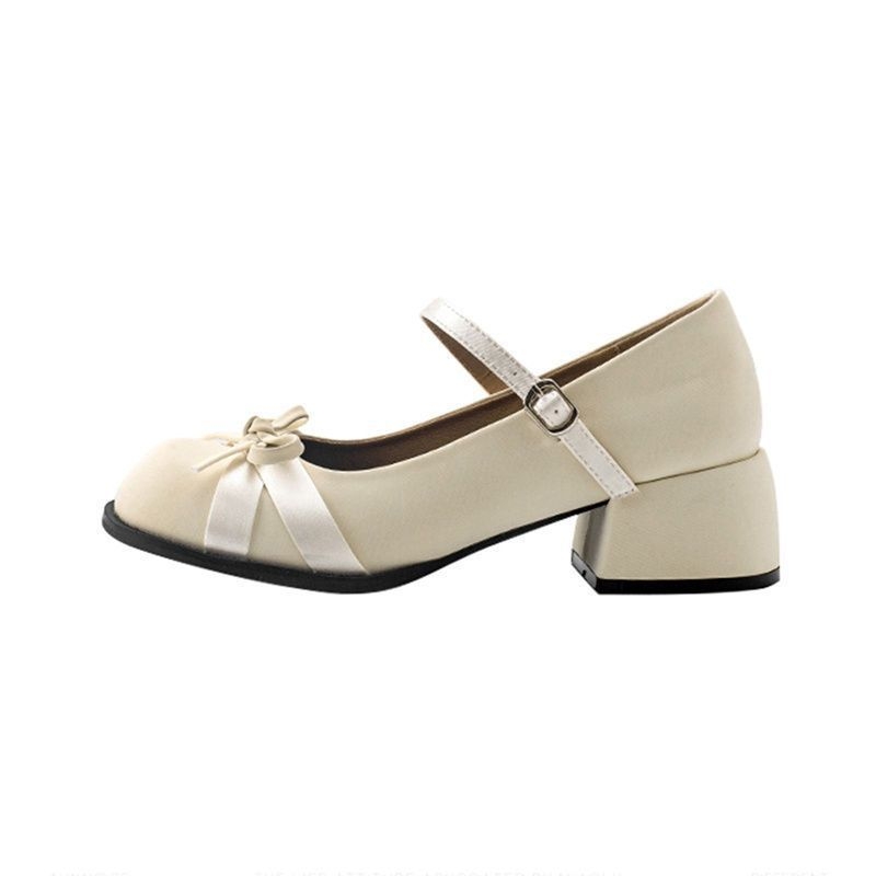 Mary Jane cipele s debelim petom, okruglim prstom, PU gornji dio, gumena potplata, slip-on