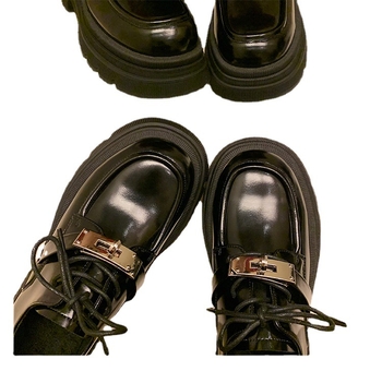 Loafers femei în stil colegiu – vârf rotund, upper din piele de vițel două straturi, talpă din cauciuc, branț PU, deschidere adâncă, toc mediu 3–5 cm