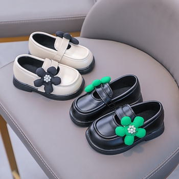 Meitenēm no mikrošķiedras kurpes ar Velcro aizdari, ziedu izšuvums, gumijas zole, elpojošas, anti-slip