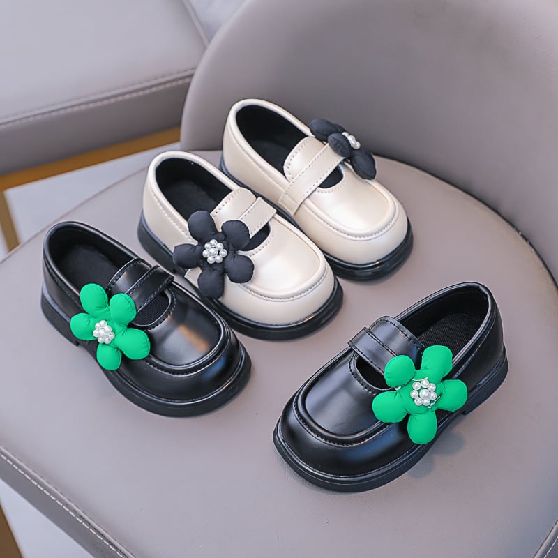 Meitenēm no mikrošķiedras kurpes ar Velcro aizdari, ziedu izšuvums, gumijas zole, elpojošas, anti-slip