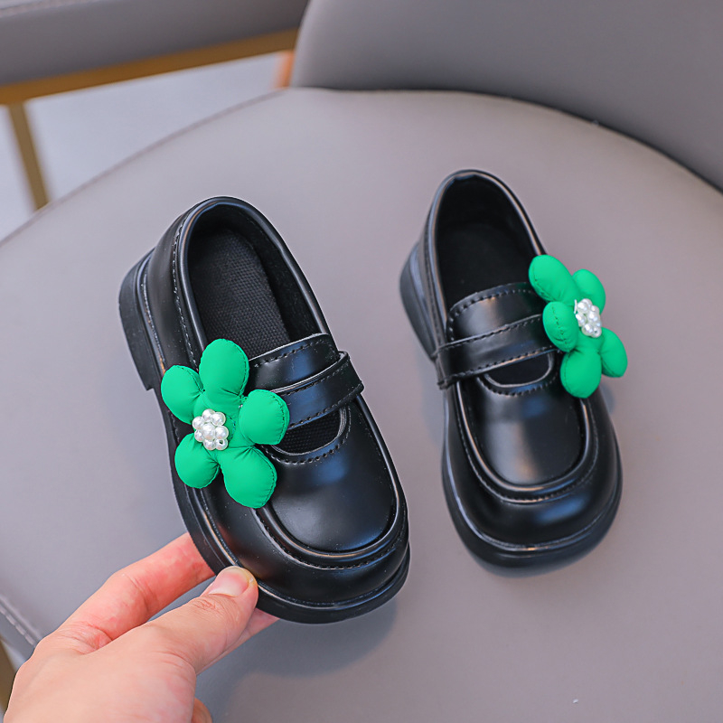 Meitenēm no mikrošķiedras kurpes ar Velcro aizdari, ziedu izšuvums, gumijas zole, elpojošas, anti-slip