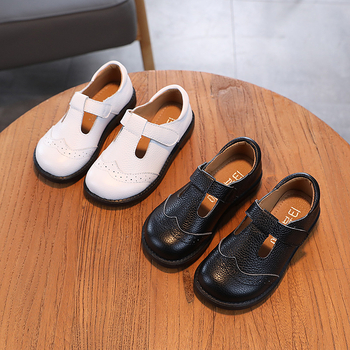 Meitenēm paredzētas īstas ādas kurpes ar T siksnu, gumijas zole, Velcro aizdare, elpojošas un izturīgas pret nodilumu, korejiska stila, pavasaris–rudens