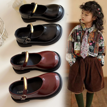 Meitenēm loaferi britu stilā no PU ādas, ar Velcro aizdari, zems augšdaļas augums, gumijas zole