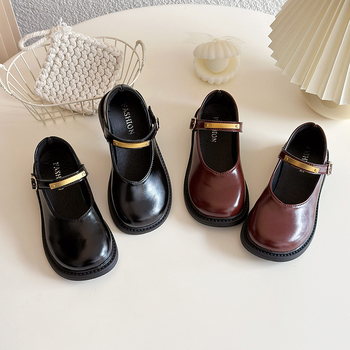 Meitenēm loaferi britu stilā no PU ādas, ar Velcro aizdari, zems augšdaļas augums, gumijas zole