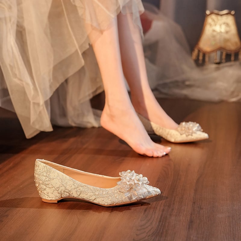PINZHI pantofi de mireasă pentru femei – vârf ascuțit, toc mic sub 3 cm, Înălțime internă, material superior: Greet, talpă: Super Fiber