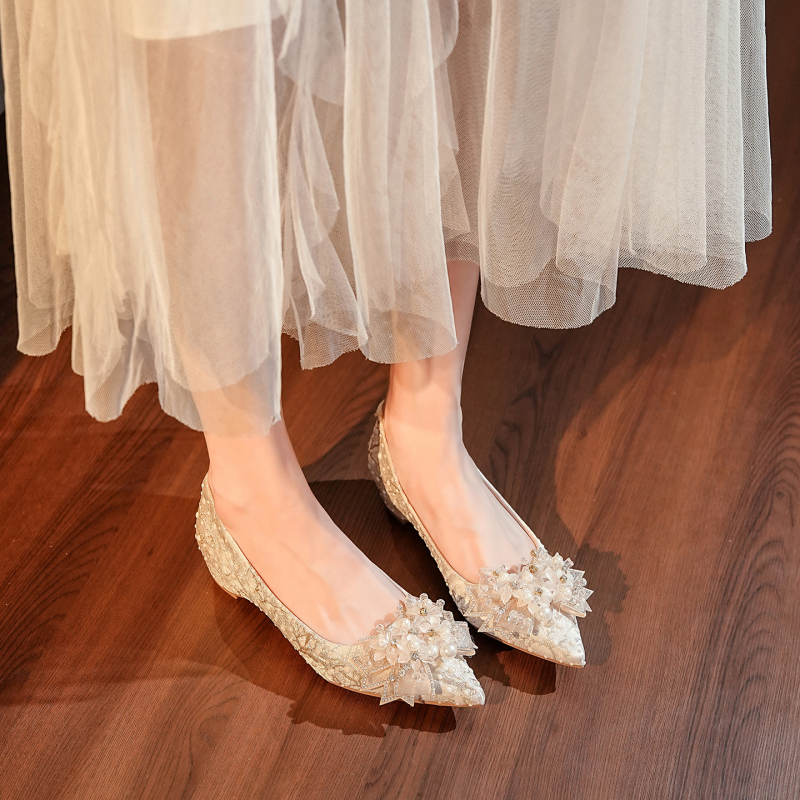 PINZHI pantofi de mireasă pentru femei – vârf ascuțit, toc mic sub 3 cm, Înălțime internă, material superior: Greet, talpă: Super Fiber