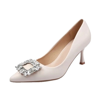 Pantofi cu toc înalt, vârf ascuțit, toc subțire 6-8 cm, suprafața din fibră superioară, talpă din cauciuc
