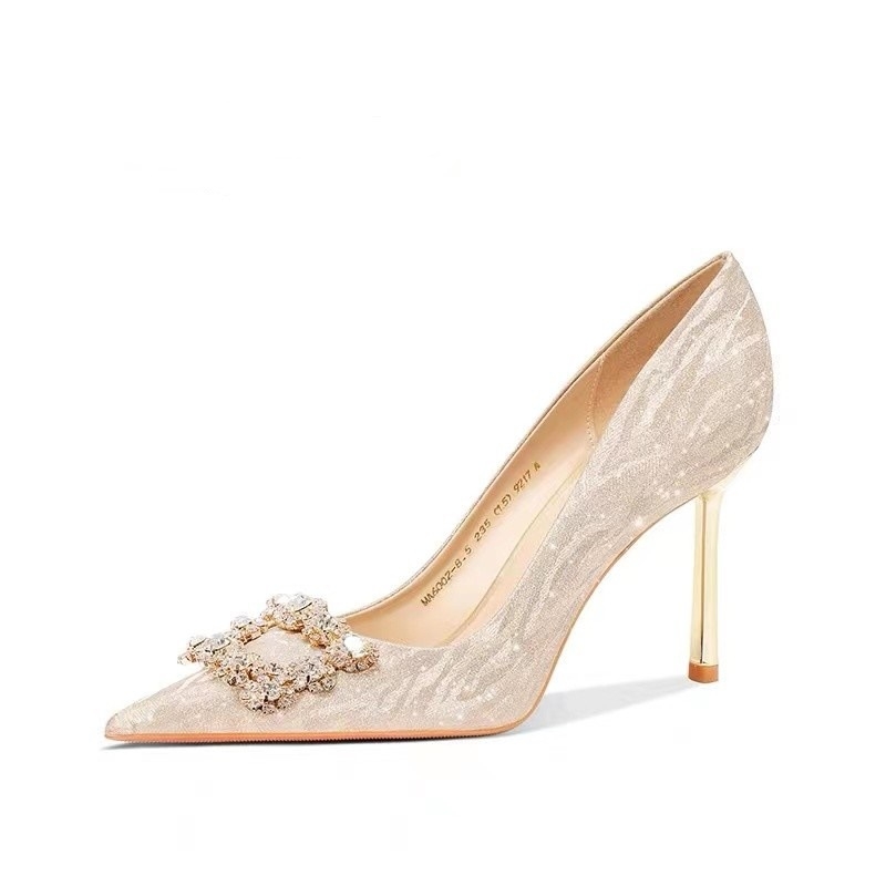 Női menyasszonyi cipők, hegyes orr, 6–8 cm sarkú, PU felsőrész, PU talpbetét, gumi talp