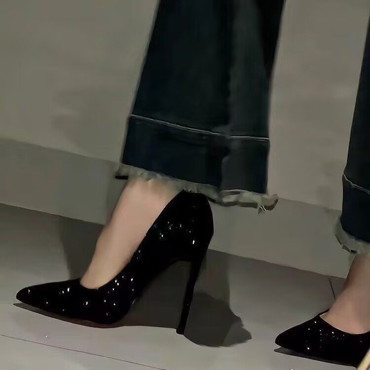 Ženske cipele s špicastim nosom, PU gornji dio, korejski stil, 6–8 cm visoke pete, gumeni đon, ulošak od umjetne kože