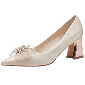 Vjenčane cipele, oštar nos, velur, korejski stil, srednji pet 3–6 cm