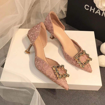 Ženske sandale s kitten heel u korejskom stilu: špicasti nos, kvadratni kopča, slip-on, niski potpetica (<3 cm), višesmerni gornji dio, PU ulošak, gumeni potplat