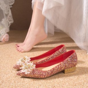 Vjenčane visoke potpetice s oštrim nosom, PU gornji dio, debeli pet 3–5 cm, slip-on