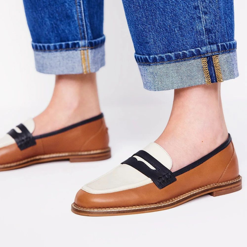Ženske loafers, okrugli vrh, PU gornji dio, niski potpetice, gumeni đon