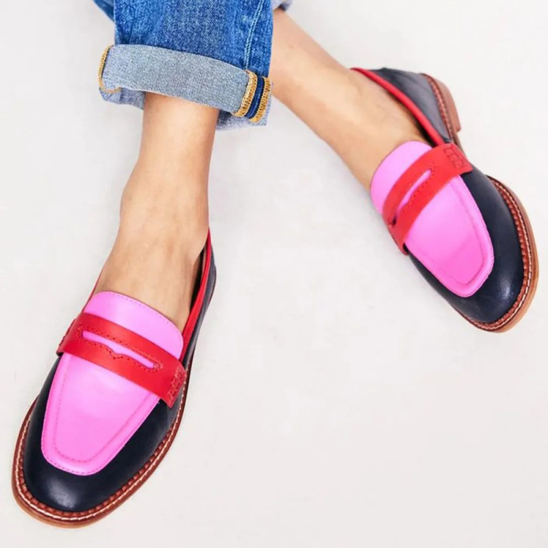 Ženske loafers, okrugli vrh, PU gornji dio, niski potpetice, gumeni đon