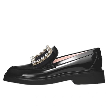 Loafers pentru femei, slip-on, fără șireturi, gleznă joasă, talpă din cauciuc groasă, toc 3–5 cm, vârf rotund