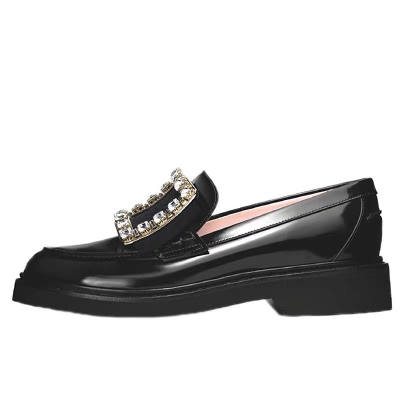 Loafers pentru femei, slip-on, fără șireturi, gleznă joasă, talpă din cauciuc groasă, toc 3–5 cm, vârf rotund