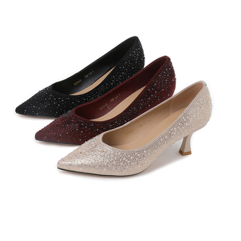 Pantofi cu toc înalt pentru femei – vârf ascuțit, toc stiletto 6-8 cm, exterior microfibră, talpă interioară din piele artificială