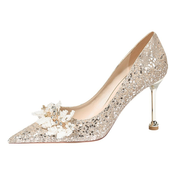 Pantofi de mireasă Psalto — Cristale, purtare în două moduri, vârf ascuțit, suprafață lucioasă, toc înalt 6–8 cm, PU bran, talpă TPR, pantofi pentru banchet